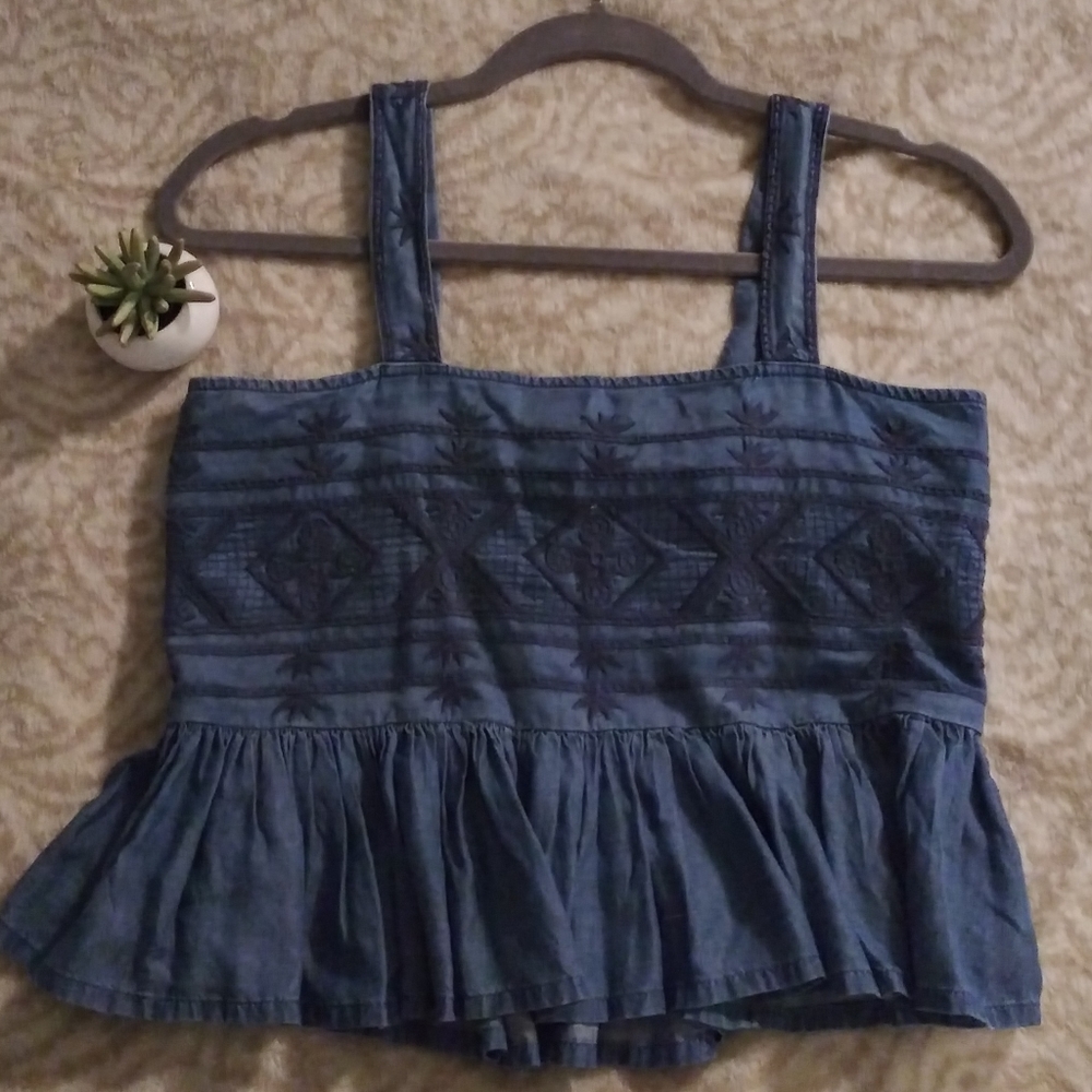 Denim Peplum Top